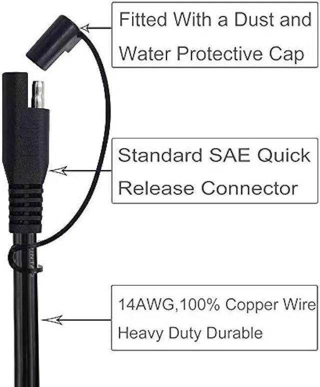 Alt view image 2 of 7 - 12FT 14AWG Battery Alligator Crocodile Clip to 2 SAE Connector Extension Cable,12V SAE Quick Release Adapter to Alligator Clips Quick Disconnect Cable