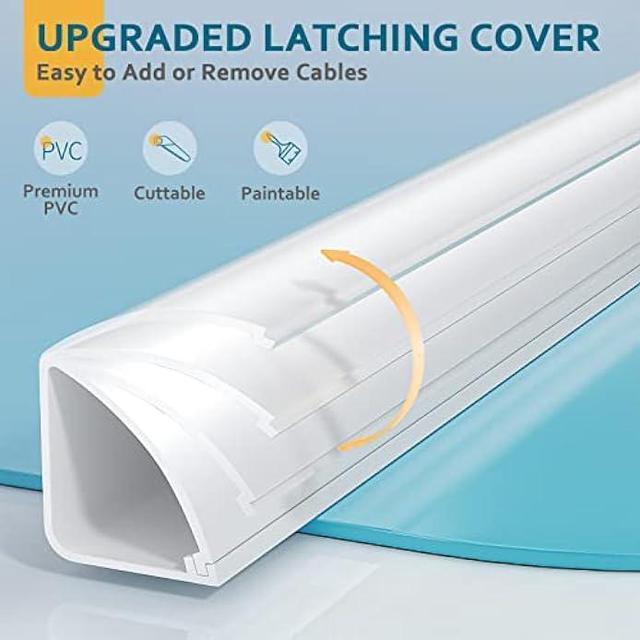 136in Corner Cable Concealer, Large Corner Cord Hider, Wire Covers for  Cords, Paintable Corner Cord Cover, Cable Management Channel Cable Raceway  for