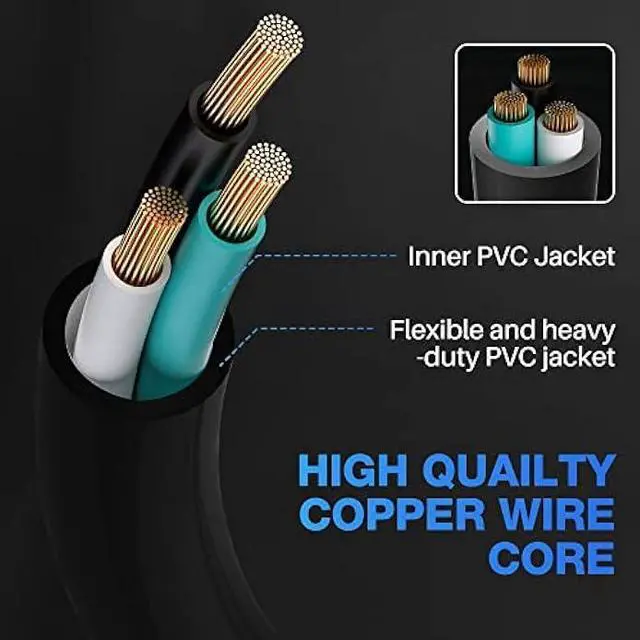 Alt view image 4 of 7 - Extension Cord 12 FT, 3 Prong Extension Power Cord, 16/3 Gauge Flexible Cold, 13A 1625W 16AWG, 3 Prong Electric Cord, ETL, Black Cable with 25 Cable Ties