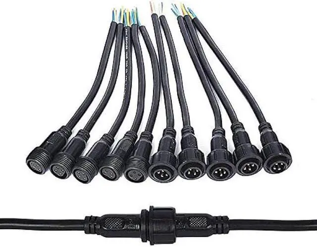 Main image of 5Pairs 4pin Black Electrical Connector LED Connector for LED Lights 20cm Extension Cable 40cm/Pair 0.5mm² 22mm Nut