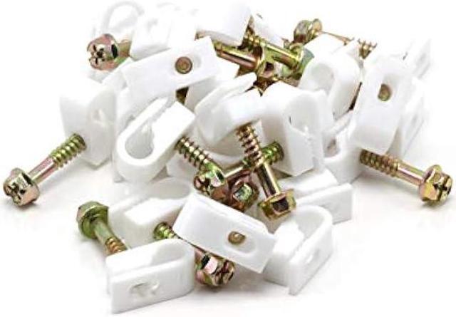 Alt view image 2 of 7 - THE CIMPLE CO - Single Coaxial Cable Clips, Cat6, Electrical Wire Cable Clip, 1/4 in (6 mm) Screw Clip and Fastener, White (50 Pieces per Bag)