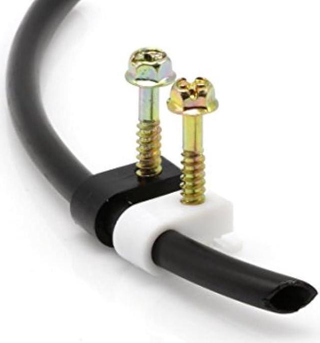 Alt view image 6 of 7 - THE CIMPLE CO - Single Coaxial Cable Clips, Cat6, Electrical Wire Cable Clip, 1/4 in (6 mm) Screw Clip and Fastener, White (50 Pieces per Bag)