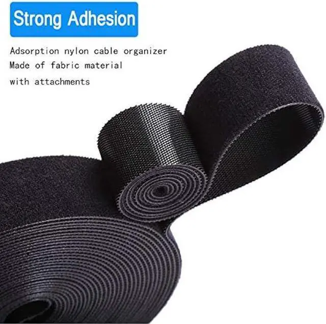 Alt view image 2 of 7 - Reusable Fastening Tape Cable Ties Roll 2 Inch Double Side Hook Roll Hook and Loop Cord Management Wire Organizer Straps Black 5 Yard