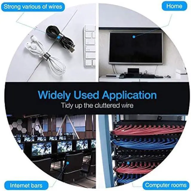 Alt view image 5 of 6 - Reusable Fastening Tape Cable Ties Roll 2 Inch Double Side Hook Roll Hook and Loop Cord Management Wire Organizer Straps Black 5 Yard