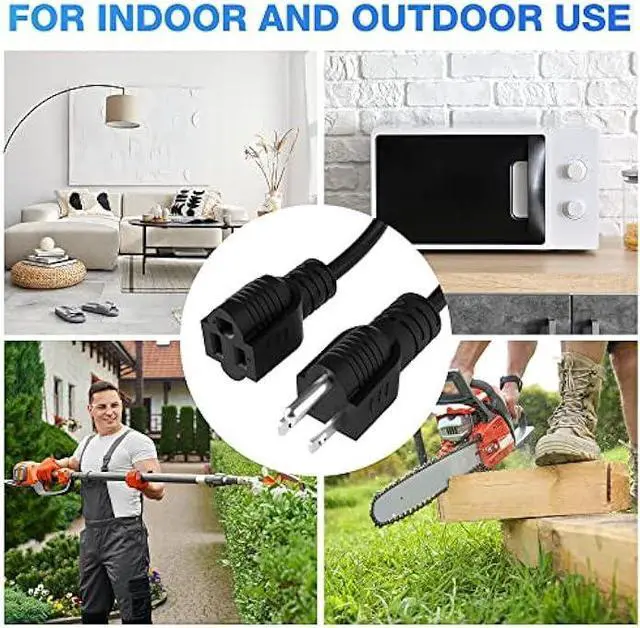 Alt view image 6 of 7 - Extension Cord 12 FT, 3 Prong Extension Power Cord, 16/3 Gauge Flexible Cold, 13A 1625W 16AWG, 3 Prong Electric Cord, ETL, Black Cable with 25 Cable Ties