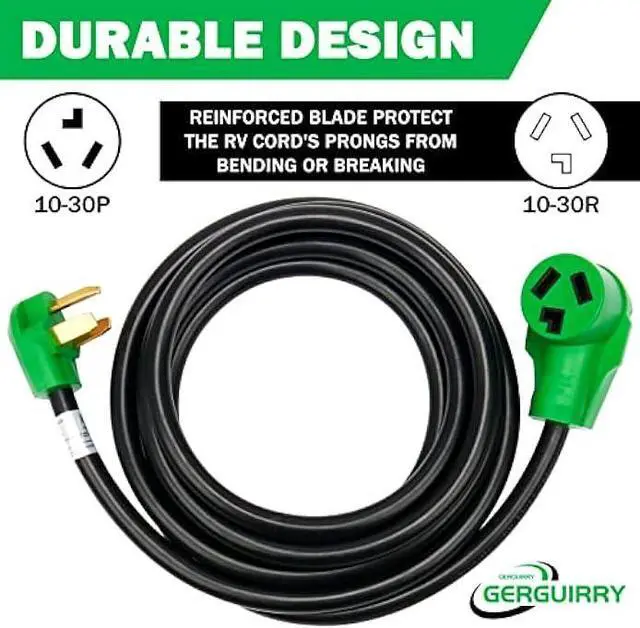 Alt view image 2 of 7 - Gerguirry 3 Prong 25 Feet Dryer Extension Cord, 30 Amp NEMA 10-30P to 10-30R Heavy Duty Cord, Use for Dryer Power Extension and Level 2 EV Charging, 125V/250V 7500W 10-AWG Gauge, UL Listed