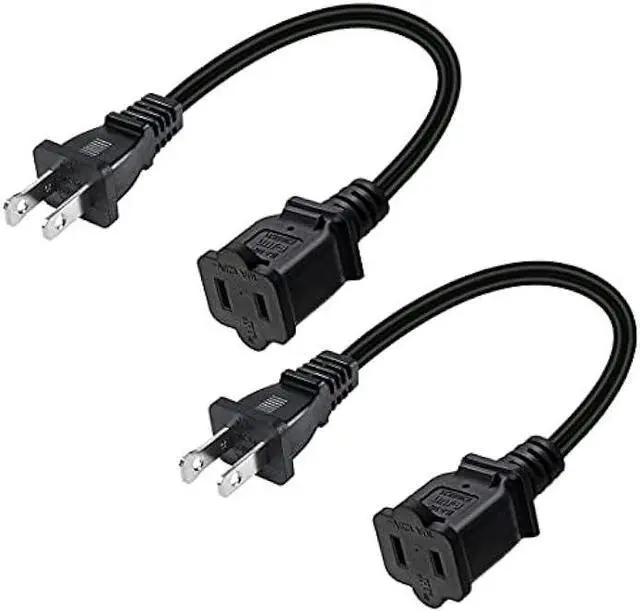 Main image of Toptekits 2-Pack Polarized USA Outlet Saver Power Extension Cord Cable 125V 10A 2-Prong 2 Outlets for NEMA 5-15P to NEMA 5-15R (1.6ft/50cm)
