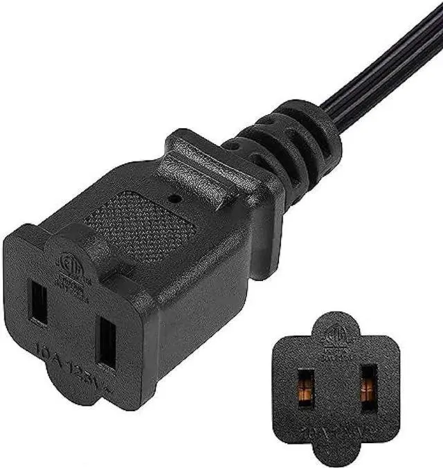 Alt view image 4 of 6 - Toptekits 2-Pack Polarized USA Outlet Saver Power Extension Cord Cable 125V 10A 2-Prong 2 Outlets for NEMA 5-15P to NEMA 5-15R (1.6ft/50cm)