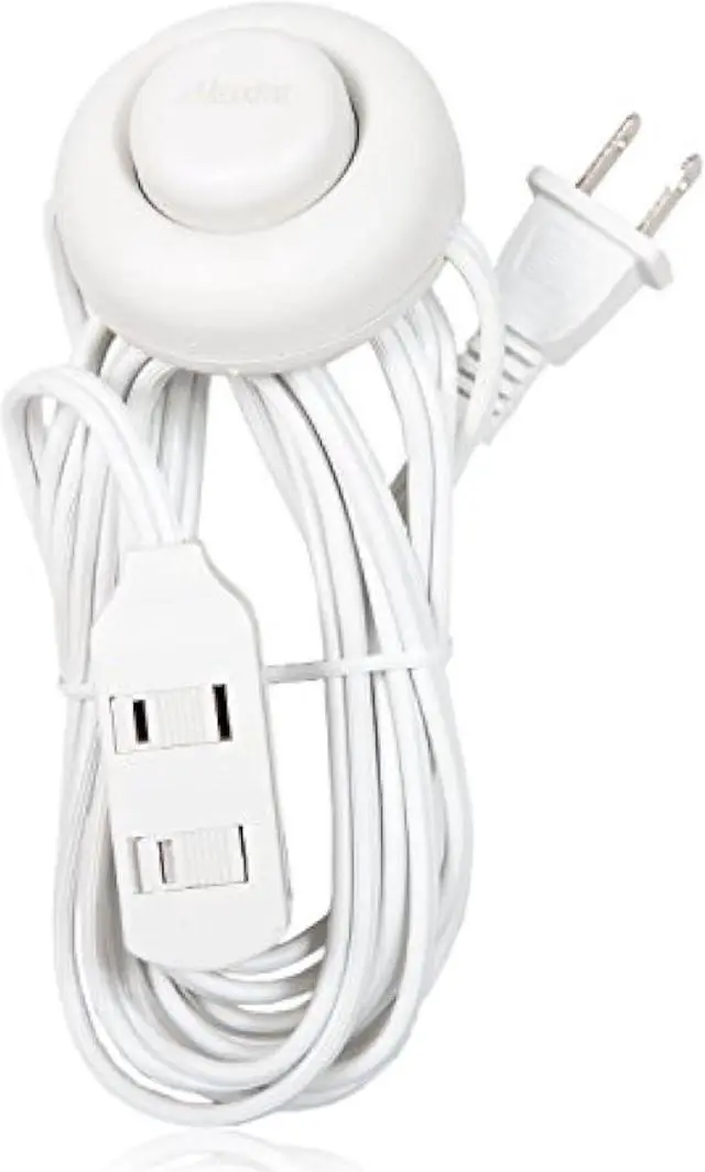 Alt view image 3 of 5 - Maxxima 9 ft 3 Outlet Extension Cord - Featuring an Easy to Use On/Off Foot Switch, Ideal to Plug in Lamps, Appliances, Lighting Accessories, or for Senior Living Use, 125VAC - White - Pack of 2