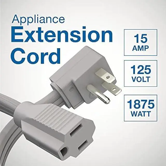 Alt view image 2 of 7 - Appliance Extension Cord - 25ft Heavy Duty Extension Wire for Air Conditioner, Refrigerator, & All Major Appliances - 14 Gauge High Voltage 3 Prong Flat-End Appliance Cord for Indoor Power by DDON USA
