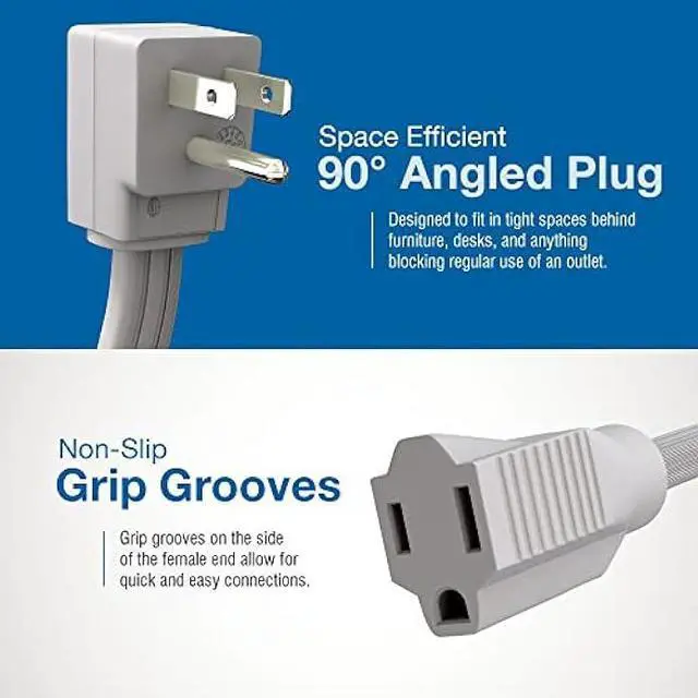 Alt view image 3 of 7 - Appliance Extension Cord - 25ft Heavy Duty Extension Wire for Air Conditioner, Refrigerator, & All Major Appliances - 14 Gauge High Voltage 3 Prong Flat-End Appliance Cord for Indoor Power by DDON USA