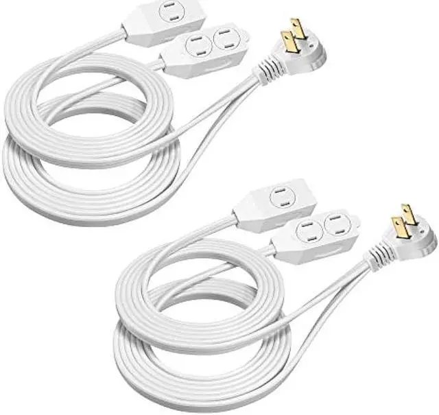 Main image of DEWENWILS 12 Feet Twin Extension Cord Indoor, Flat Extension Cord Split Double Extension Cord Appliance Outlet Power Cable, 6 Polarized Outlets with Safety Cover, ETL Listed, 2 Pack