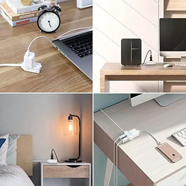 Alt view image 7 of 7 - DEWENWILS 12 Feet Twin Extension Cord Indoor, Flat Extension Cord Split Double Extension Cord Appliance Outlet Power Cable, 6 Polarized Outlets with Safety Cover, ETL Listed, 2 Pack