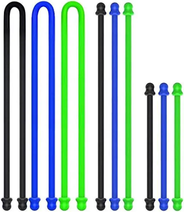 Main image of 9Pcs 4-Inch, 6-Inch, 12-Inch Original Silicone Cable Tie, Steel-Core Silicone Twist Ties, Reusable Rubber Twist Tie, Cable Tie Straps. (3 Sizes in 3 Colors) for Organizing. (Dia 5mm)