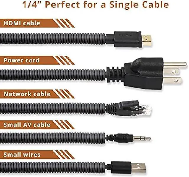 Alt view image 2 of 6 - ZhiYo 20FT 1/4 Wire Loom Split Tubing Auto Wire Conduit Flexible Cover | High Temperature Heat Resistant -40F to 257F | Plastic Cover for Electrical Wires & Cables, Black