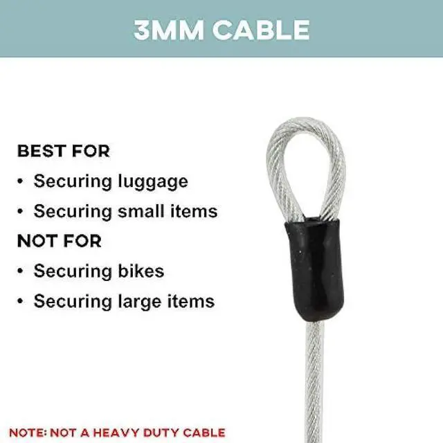 Alt view image 4 of 6 - Lumintrail 3mm (1/8 Inch) Braided Steel Coated Security Cable Luggage Lock Safety Cable Wire Double Loop (30ft)