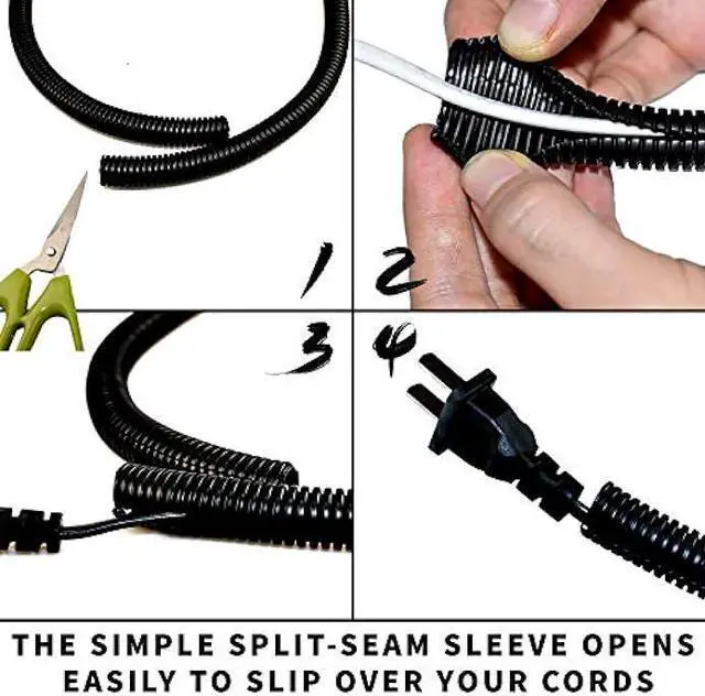 Alt view image 4 of 6 - Cacovedo 30 ft Dog Cat Cord Protector Electric Wires Covers Wire Loom Tubing Protect Wires from Rabbits, Cats and Other Pets - Outside Diameter 13mm