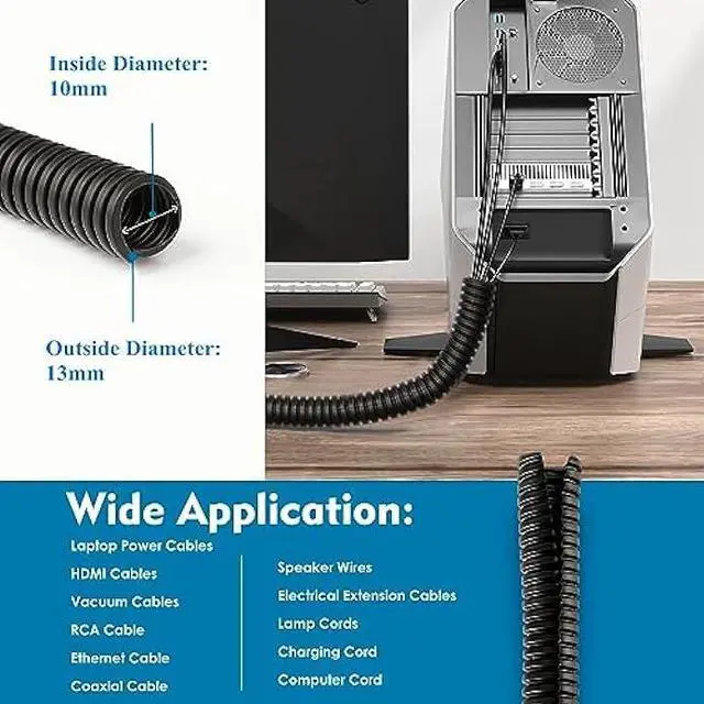 Alt view image 5 of 6 - Cacovedo 30 ft Dog Cat Cord Protector Electric Wires Covers Wire Loom Tubing Protect Wires from Rabbits, Cats and Other Pets - Outside Diameter 13mm