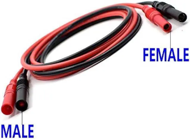 Alt view image 3 of 5 - Meter Test Lead Extension Male to Female Connector 4mm Banana Plug to Jack Heavy Duty Silicone Wires Multimeter Leads Probes Adapter 14AWG (1 pair) (39.4)
