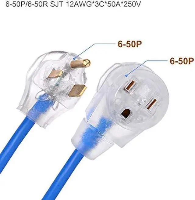 Alt view image 3 of 4 - Welder Extension Cord, Heavy Duty 25 Feet 6-50 Nema R Plug Lighted Welding Cord with ETL Approved