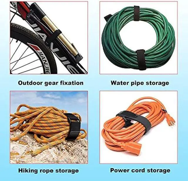 Alt view image 6 of 6 - 16Ft 2 inch Wide Cable Ties, Jumpso Heavy Duty Hook and Loop Straps with 15 Buckles, Adjustable Straps for Wire, Cord Wraps, Cable Management Storage Straps, Black