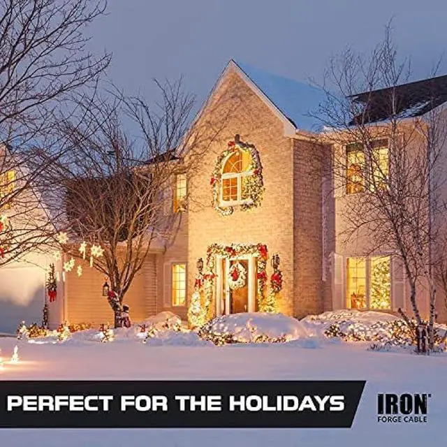 Alt view image 6 of 7 - 50 Ft Outdoor Extension Cord with 7 Evenly Spaced Lighted Power Outlets - 14/3 SJTW Durable Black Cable, 15 AMP