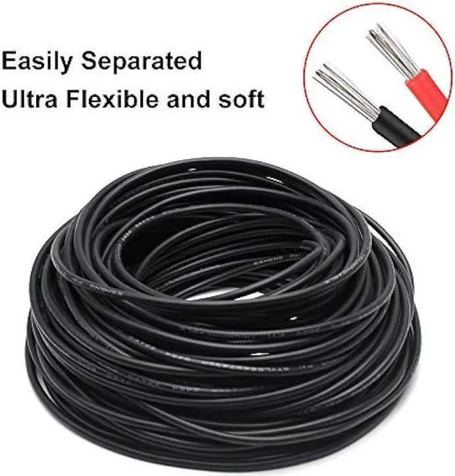 Alt view image 4 of 7 - 20M/65.6ft Low Voltage Wire, Outdoor Landscape Lighting Cable, 18 Gauge Conductor Extension Cable, 18AWG Electrical Cord Red & Black Tinned Copper Hookup Wire Kit, 2 Pin with Black Reel Package