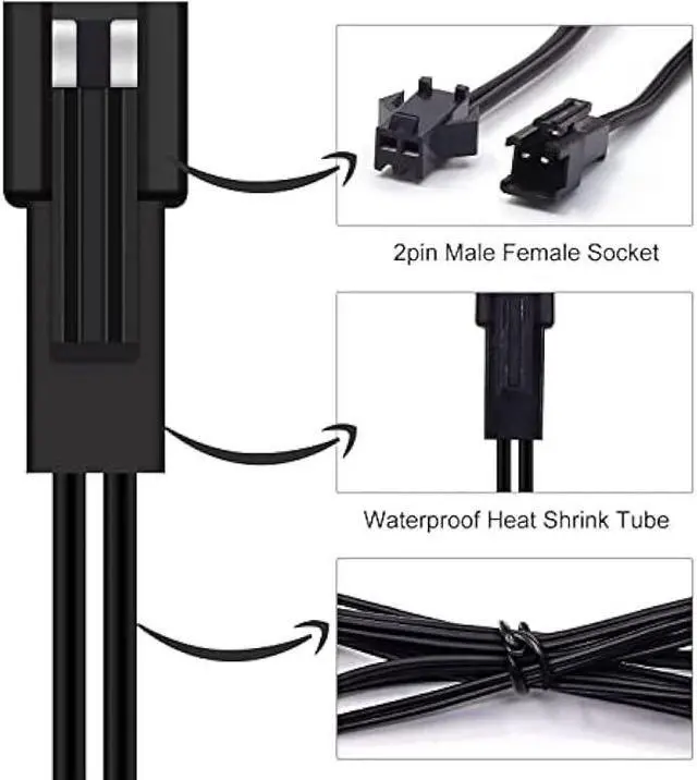Alt view image 2 of 6 - Ourbest 1 Female to 6 Male Extension Core Splitter Y Cable Wire Cold Light Connector 2-Pin EL Wire for Neon Led Strip, EL Wire Extension Cable Line Wire, 2Pcs
