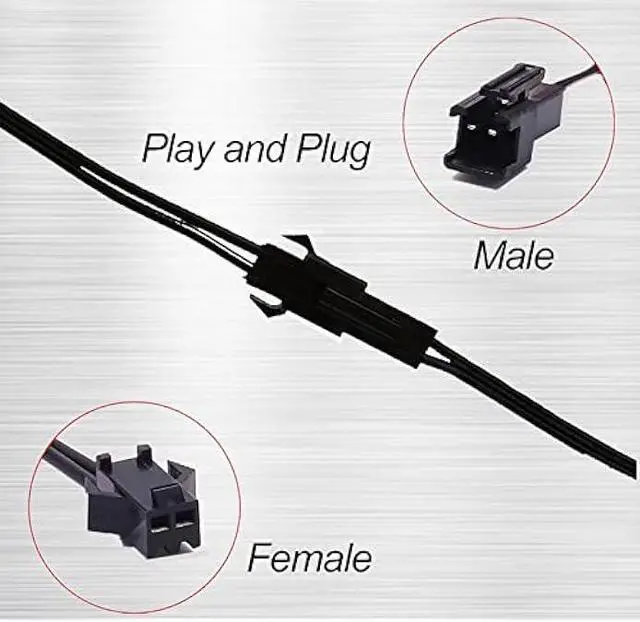 Alt view image 4 of 6 - Ourbest 1 Female to 6 Male Extension Core Splitter Y Cable Wire Cold Light Connector 2-Pin EL Wire for Neon Led Strip, EL Wire Extension Cable Line Wire, 2Pcs