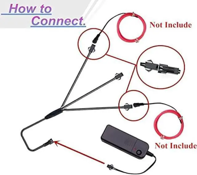Alt view image 6 of 6 - Ourbest 1 Female to 6 Male Extension Core Splitter Y Cable Wire Cold Light Connector 2-Pin EL Wire for Neon Led Strip, EL Wire Extension Cable Line Wire, 2Pcs