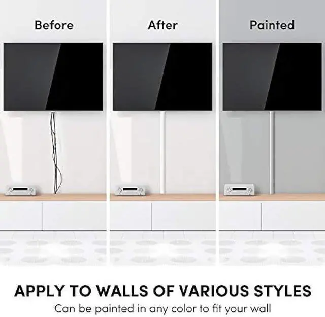 Alt view image 4 of 6 - 306 Cord Hider - Cord Cover Wall - Paintable Cable Concealer, Wire hiders for TV on Wall - Cable Management Cord Hider Wall Including Connectors & Adhesive Strips Cable Raceway - Cord Management