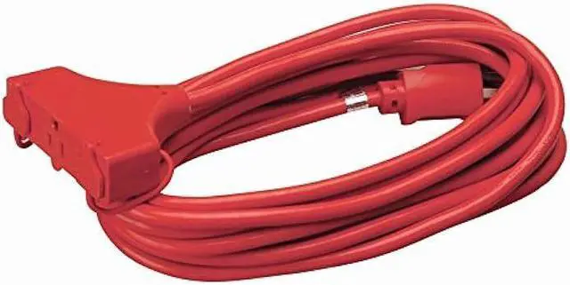 Main image of Coleman Cable 4217 14/3 SJTW Vinyl Outdoor Extension Cord, Red, 3-Outlet, 25-Foot