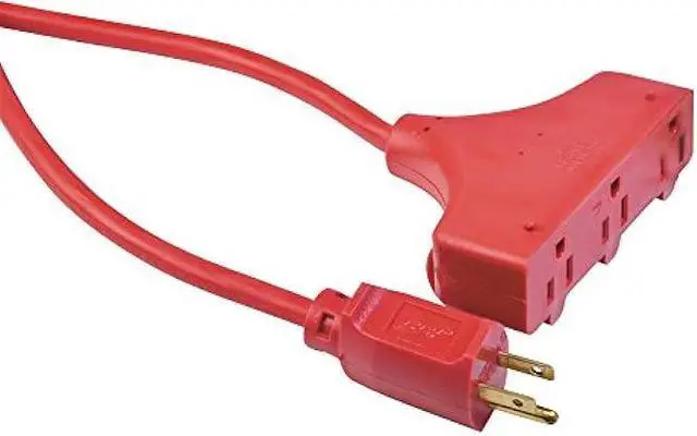 Alt view image 2 of 4 - Coleman Cable 4217 14/3 SJTW Vinyl Outdoor Extension Cord, Red, 3-Outlet, 25-Foot