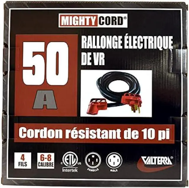 Alt view image 4 of 4 - Valterra Mighty Cord® RV 50-Amp Extension Cord, 10-Foot Power Extension Cord, Red