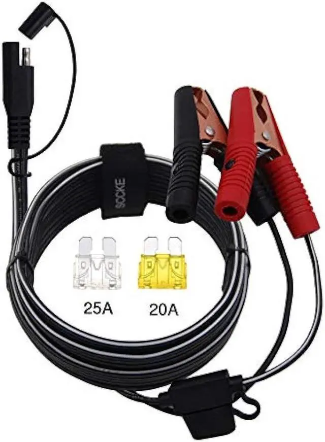 Main image of 10FT 14AWG Battery Alligator Crocodile Clip to SAE Connector Extension Cable,12V SAE Quick Release Adapter to Alligator Clips Quick Disconnect Cable