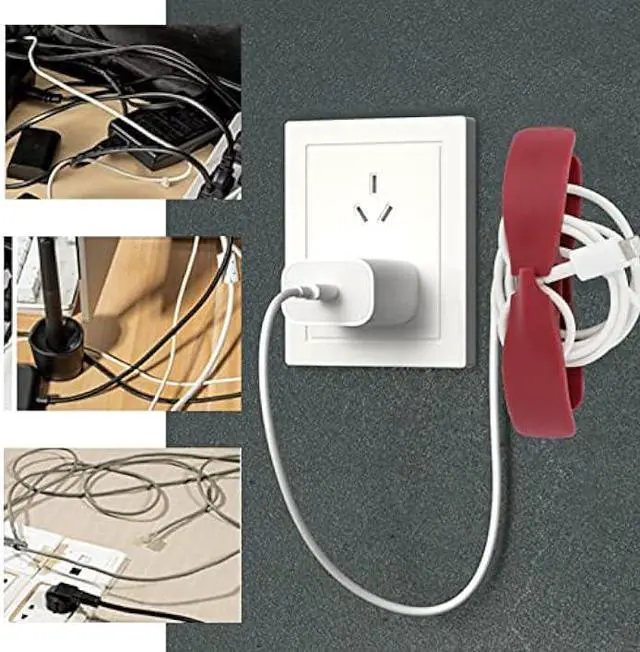 Alt view image 5 of 6 - Cord Organizer for Kitchen Appliances - Upgraded Adhesive Cord Winder Wrapper Holder Cable Organizer for Small Appliances, Coffee Makers, Mixer, Pressure Cookers and Air Fryers (Black+Grey, 12 Pack)