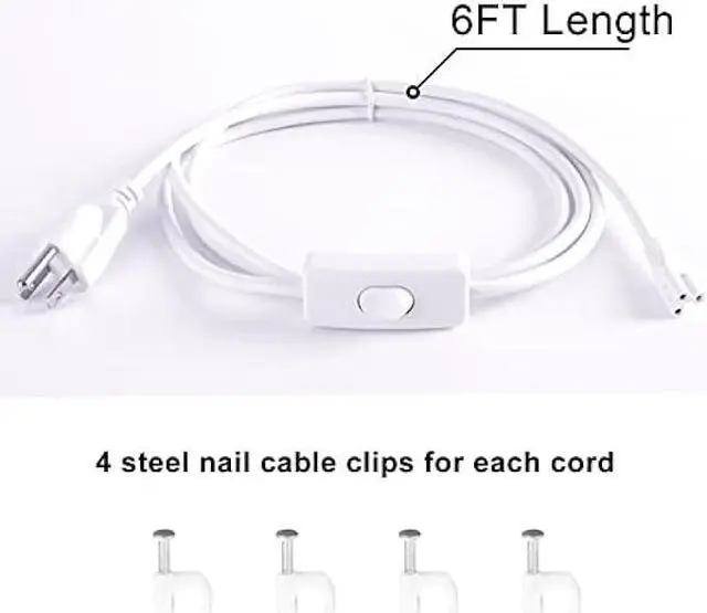 Alt view image 3 of 6 - TRLIFE 6FT LED Light Power Cord with On/Off Switch, T5 T8 Power Cord T5 Connector Cord Extension Cord with US Plug for LED T5 T8 Integrated Tube Light Fixtures (2 Pack)