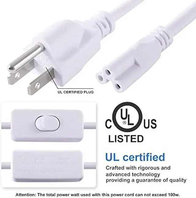 Alt view image 4 of 6 - TRLIFE 6FT LED Light Power Cord with On/Off Switch, T5 T8 Power Cord T5 Connector Cord Extension Cord with US Plug for LED T5 T8 Integrated Tube Light Fixtures (2 Pack)