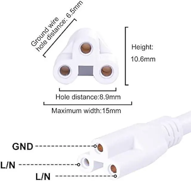Alt view image 6 of 6 - TRLIFE 6FT LED Light Power Cord with On/Off Switch, T5 T8 Power Cord T5 Connector Cord Extension Cord with US Plug for LED T5 T8 Integrated Tube Light Fixtures (2 Pack)
