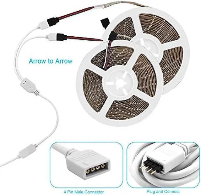 Alt view image 2 of 6 - 4Pin RGB LED Strip Connector Kit - Include 5050 2 Way RGB Splitter Cable, 6.6feet RGB Extension Cable, RGB Controller Jumper, LED RGB Jumper, L and T Shape Connectors, Male Connector, LED Strip Clip