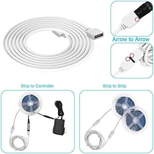 Alt view image 3 of 6 - 4Pin RGB LED Strip Connector Kit - Include 5050 2 Way RGB Splitter Cable, 6.6feet RGB Extension Cable, RGB Controller Jumper, LED RGB Jumper, L and T Shape Connectors, Male Connector, LED Strip Clip