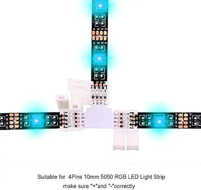 Alt view image 4 of 5 - iCreating 5050 4Pin LED Strip Connector Kit 10mm RGB 4 Pin LED Connector Accessories Kit Include L LED Connectors for Strip Lights, 4-pin LED Light Strip Connectors with Wire, LED Extension Cable