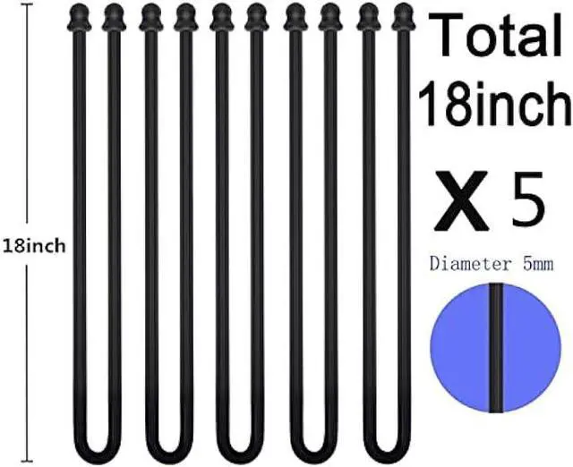 Alt view image 2 of 6 - 5Pcs 18-Inch Original Silicone, Steel-Core, Reusable Rubber Twist Tie, Cable Tie Straps. (Black 18-Inch) for Organizing. (Dia 5mm).