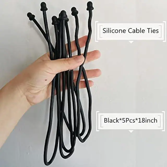 Alt view image 3 of 6 - 5Pcs 18-Inch Original Silicone, Steel-Core, Reusable Rubber Twist Tie, Cable Tie Straps. (Black 18-Inch) for Organizing. (Dia 5mm).