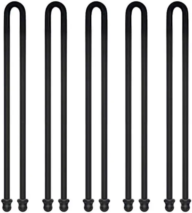 Main image of 5Pcs 18-Inch Original Silicone, Steel-Core, Reusable Rubber Twist Tie, Cable Tie Straps. (Black 18-Inch) for Organizing. (Dia 5mm).