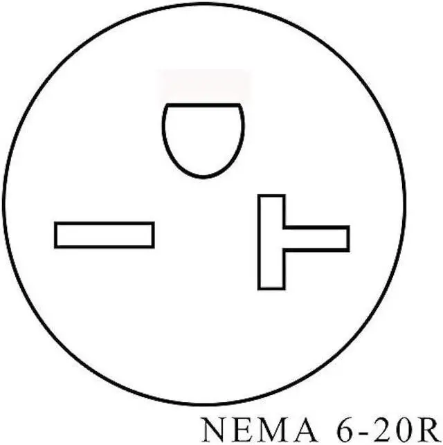 Alt view image 4 of 4 - NEMA 6-20 Plug to 6-20 Connector Extension Power Cord - 25FT, 20A/250V, 12/3 SJT, T Blade - Black