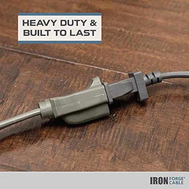 Alt view image 3 of 6 - 6 Ft Appliance Extension Cord Heavy Duty, Gray - 14 Gauge Flat 3 Prong SPT-3 Cable for Air Conditioner, Refrigerator and Kitchen Appliances Iron Forge Cable is a U.S. Veteran Owned Business