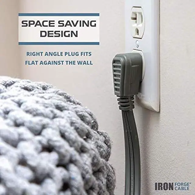 Alt view image 4 of 6 - 6 Ft Appliance Extension Cord Heavy Duty, Gray - 14 Gauge Flat 3 Prong SPT-3 Cable for Air Conditioner, Refrigerator and Kitchen Appliances Iron Forge Cable is a U.S. Veteran Owned Business