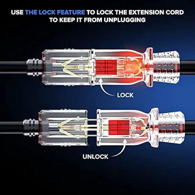 Alt view image 3 of 7 - 2 in 1 Outlet Power Extension Cord Splitter with Lock Feature 1.5 Feet, 16 Gauge (Power Cord Splitter/Outlet Saver)