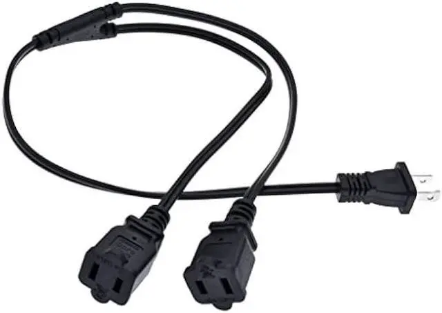 Alt view image 2 of 6 - 1-15P to Dual 1-15R Splitter Cord,2-Prong Extension Cord US AC 2-Prong Male and Female Power Cable SPT2 18AWG 10A/125V, 2-Outlet Saver Power Extension Cord Cable (1-15P to 2X1-15R, 2ft/0.6m)